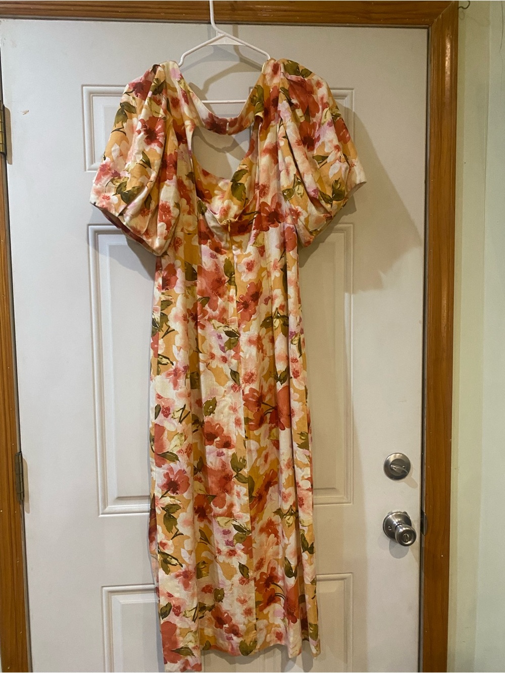 Anthropologie Moon River Floral Maxi Dress Puff Sleeves Size Large